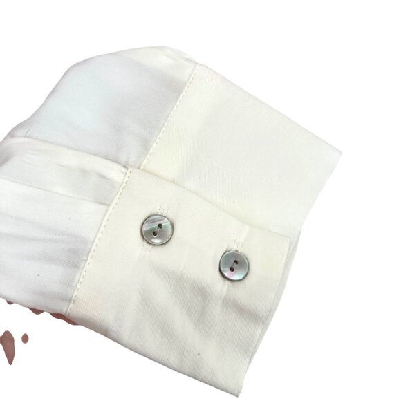 Rose + Olive Floral Button-Up Blouse Cream Pink Size Medium NWT - Picture 8 of 12